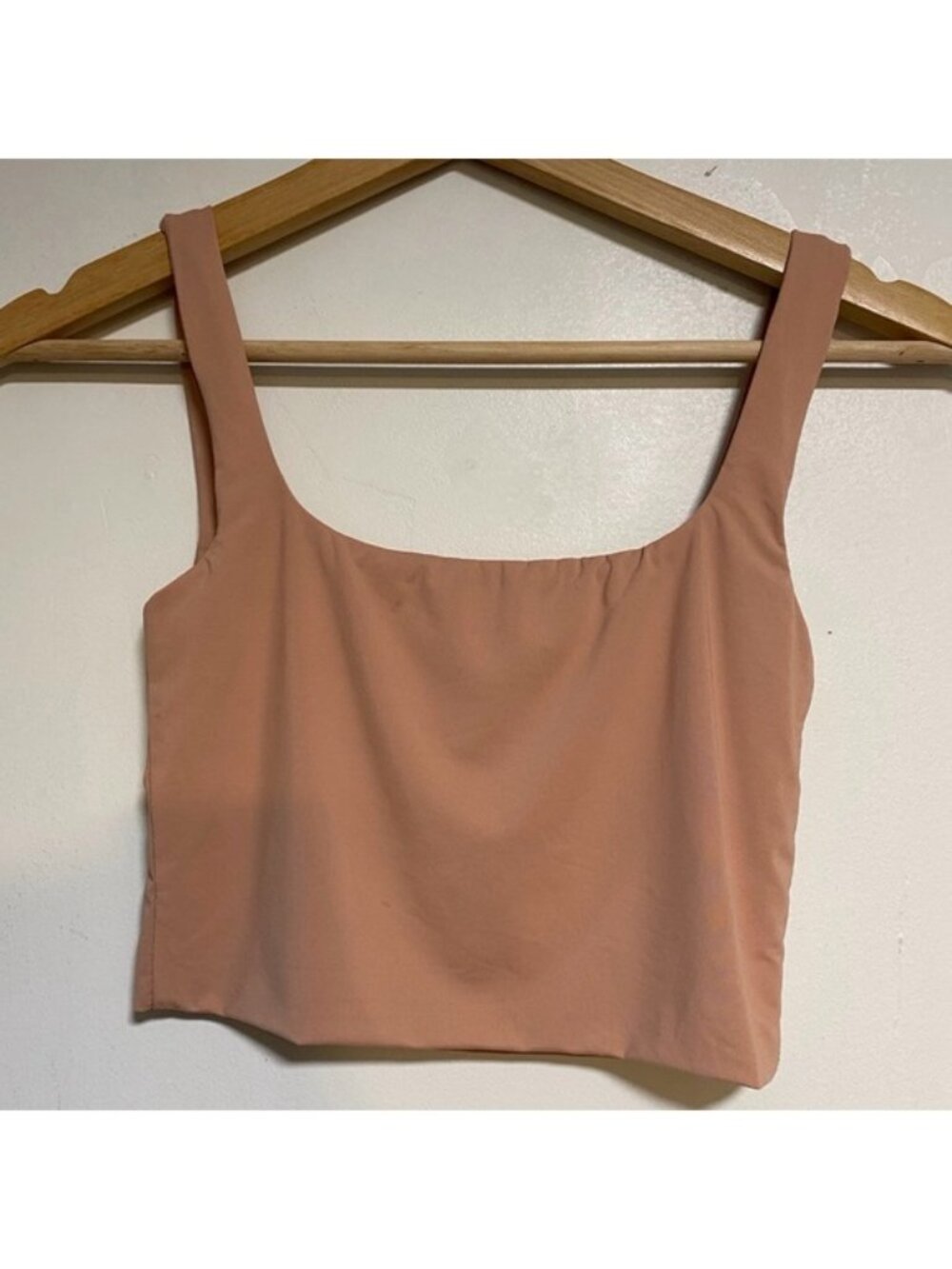 MESHKI Blush Pink Cropped Tank Top – Size XS – Minimal Square Neck - Picture 6 of 8